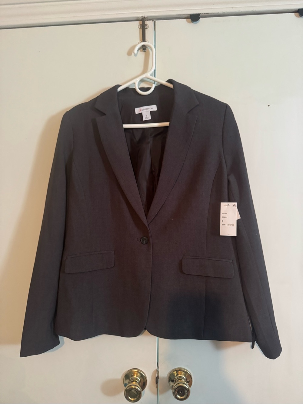 Liz Claiborne Women's Dark Gray Single-Button Blazer